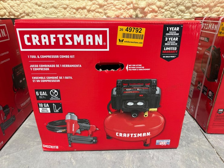 #49792-•-unused-craftsman-6-gallon-air-compressor-w/18-gauge-brad-nailer-image-1