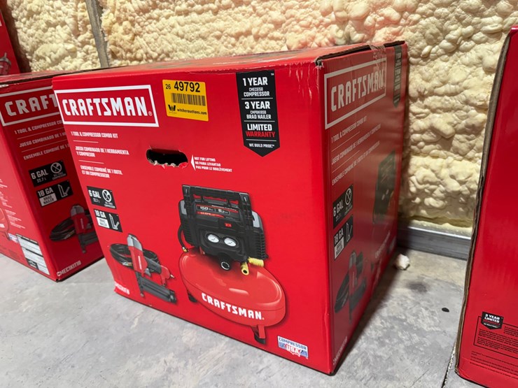 #49792-•-unused-craftsman-6-gallon-air-compressor-w/18-gauge-brad-nailer-image-2