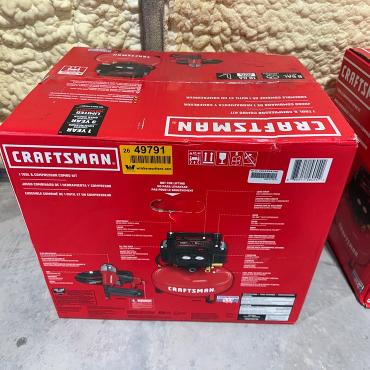 #49791 • Unused Craftsman 6-Gallon Air Compressor w/18-Gauge Brad Nailer