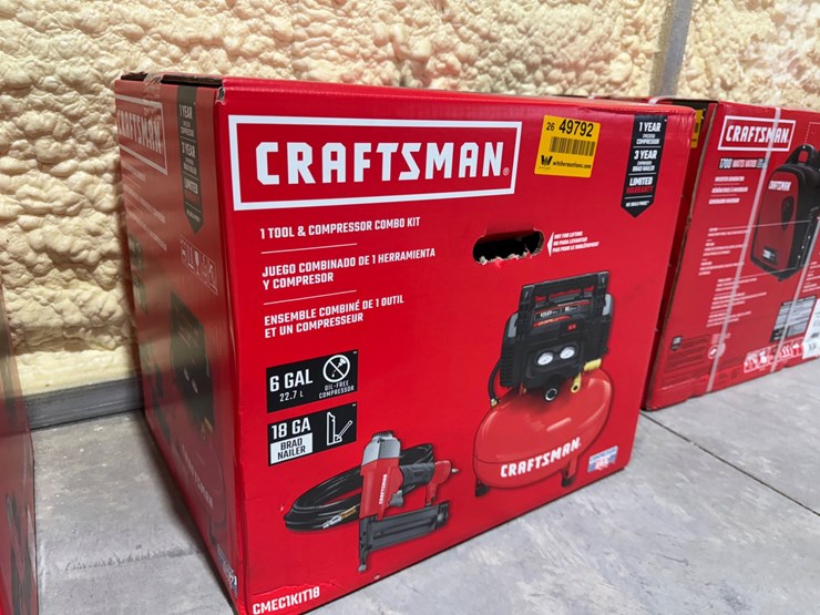 #49792-•-unused-craftsman-6-gallon-air-compressor-w/18-gauge-brad-nailer-image-3