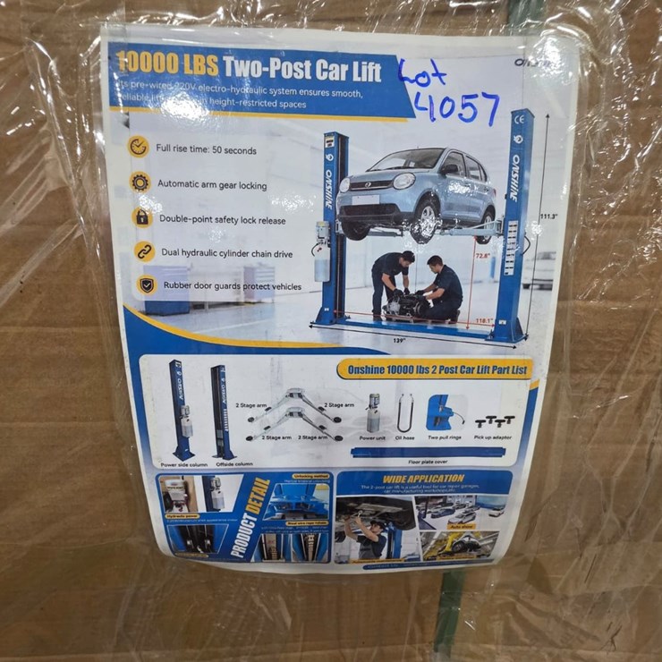 #4057 • ONSHINE 10000 LBS 2 POST CAR LIFT