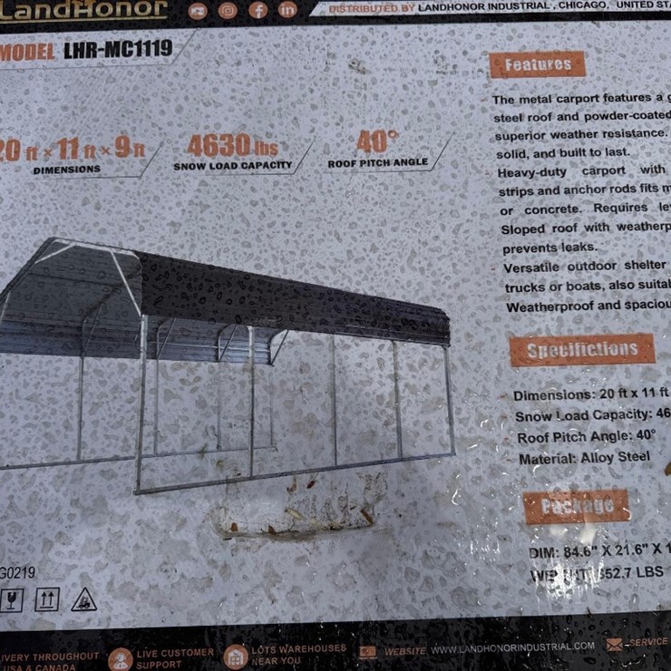 New LandHonor Co 20ft x 11ft x 9ft Metal Carport Model LHR-MCG1119