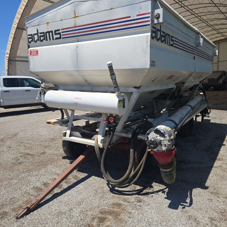 12 Ton Adams Fertilizer Tender on running gear, used last fall, Hyd. Drive Controls, 2 Compartments, Roll Tarp