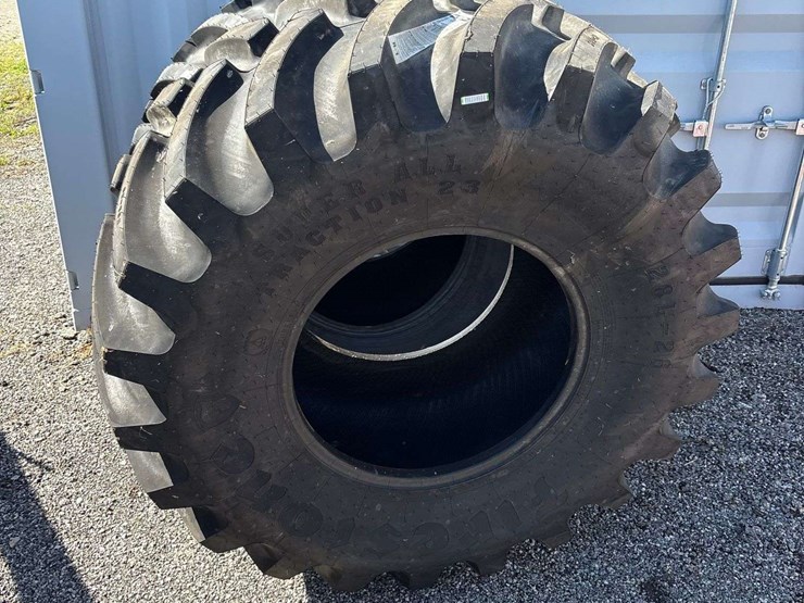 2-new-rear-combine-tires,-28l-26,-firestone-super-all-traction-23,-12-ply,-shed-kept-image-1