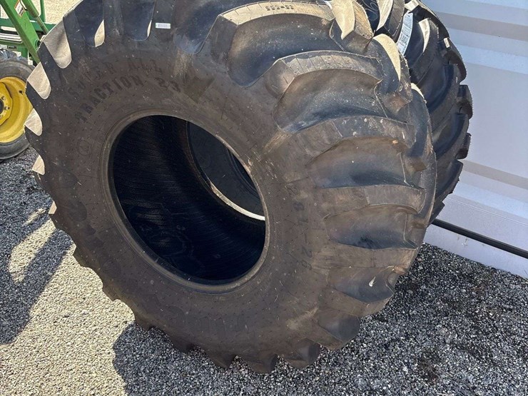 2-new-rear-combine-tires,-28l-26,-firestone-super-all-traction-23,-12-ply,-shed-kept-image-2