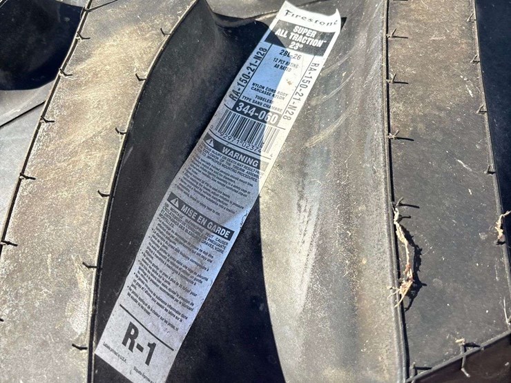2-new-rear-combine-tires,-28l-26,-firestone-super-all-traction-23,-12-ply,-shed-kept-image-4