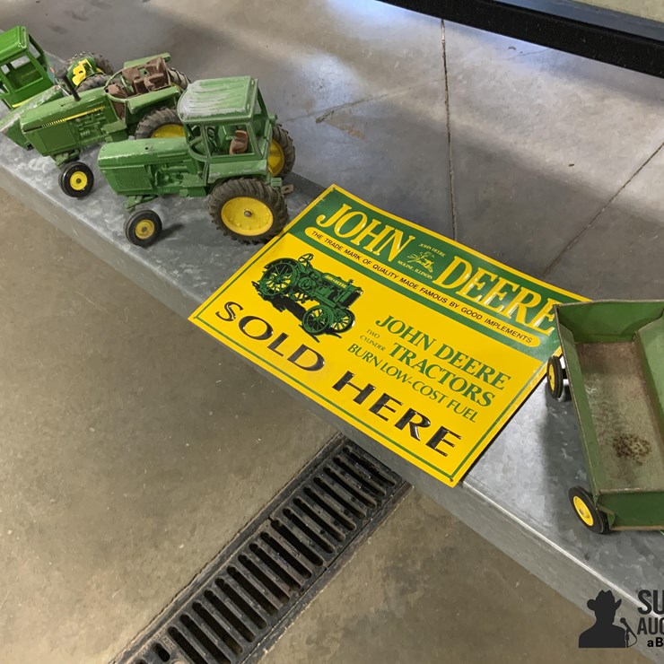 John Deere Toy Tractors And Sign