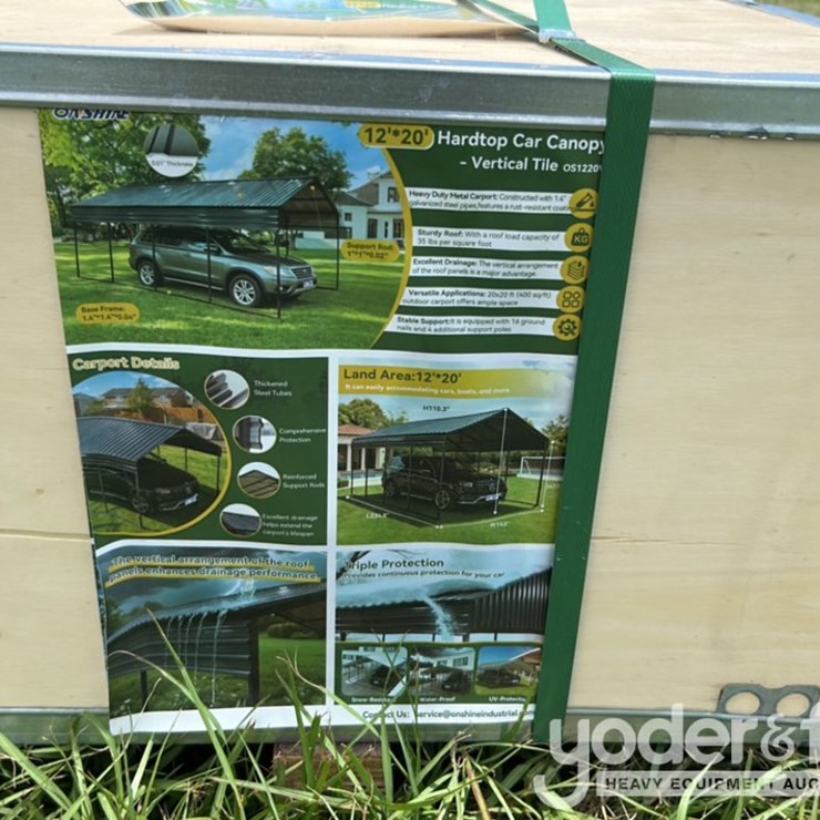 Unused 2026 Onshine 12' x 20' Galvanized Steel Carport, Verticle Tile Sturdy Roof