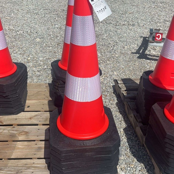 Traffic Safety Cones with Reflective Bands and Weighted Bases