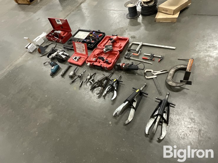 milwaukee-/-cps-/-cummins-cordless-shear,-1/2”-angle-drill,-grinders-&-pulley-pullers-image-1