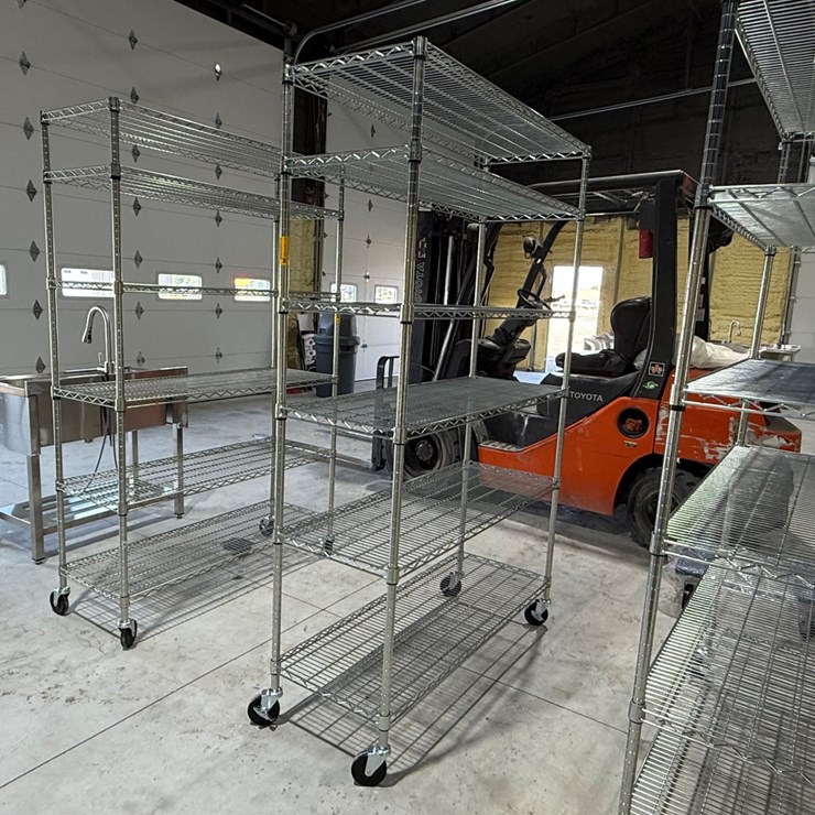 #49821 • Unused Trinity 6-Tier Stainless Steel Rolling Shelf