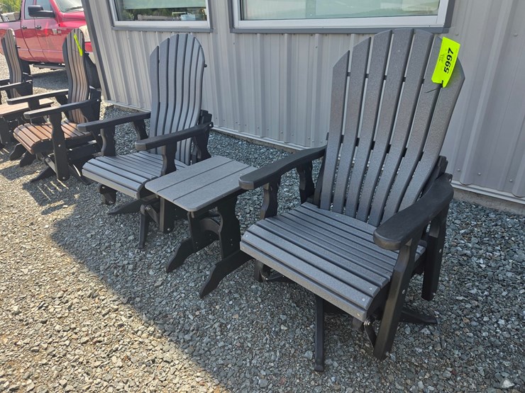 #5997-•-pair-of-outdoor-fanback-gliders-w/-table-image-1