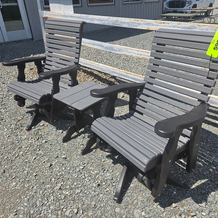 #5999 • Pair of Outdoor Rollback Gliders W/ Table
