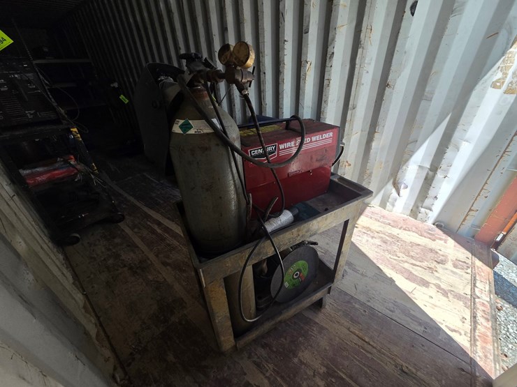 #5995-•-century-130-mig-welder-w/tank,-cart,-makita-saw,-and-blades-image-1