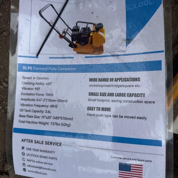 New SDLOOL Co Gas Plate Compactor Model SL90