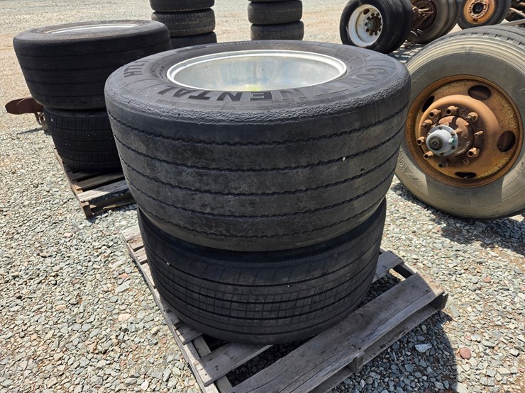 #6464-•-(2)-445/50r22.5-tires-w/-aluminum-rims-image-2
