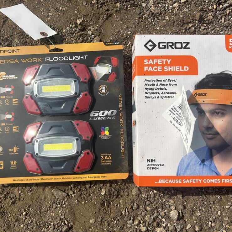 #107 • 2-Pack Versa Work Floodlight & 5-Pack Safety Face