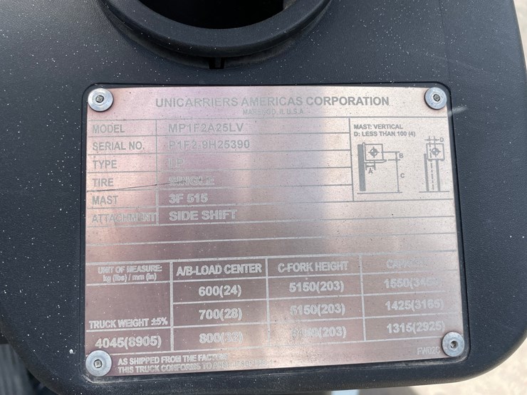#6067-•-2019-5000lb-unicarriers-lp-forklift---low-hours!-image-15