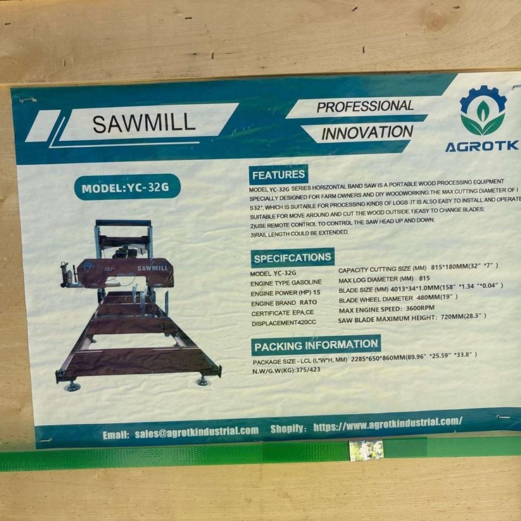 2026 AGROTK YC-32G Portable Sawmill