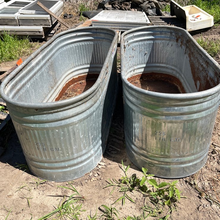 #7132 • (2) Galvanized Water Tubs