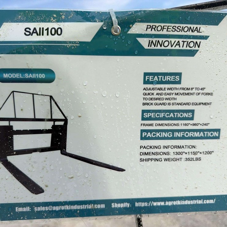 2026 AGT SAII100 4,000lb. 48in. Forks and Frame Skid Steer Attachment