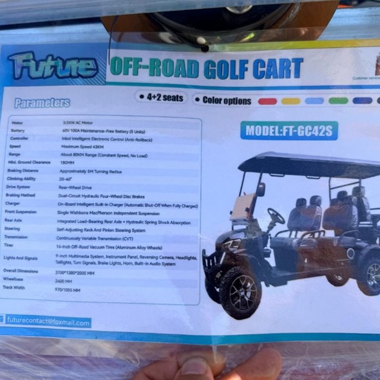 NEW FT-GC42S 6-Passenger Off-Road Golf Cart 2026 Model, 60V Electric, Media Screen, Bluetooth Spea