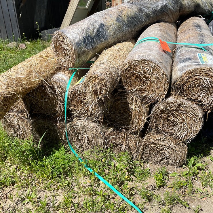 #7118 • (13) Full Rolls and (2) Partial Rolls of Erosion Tech Straw Landscaping Material