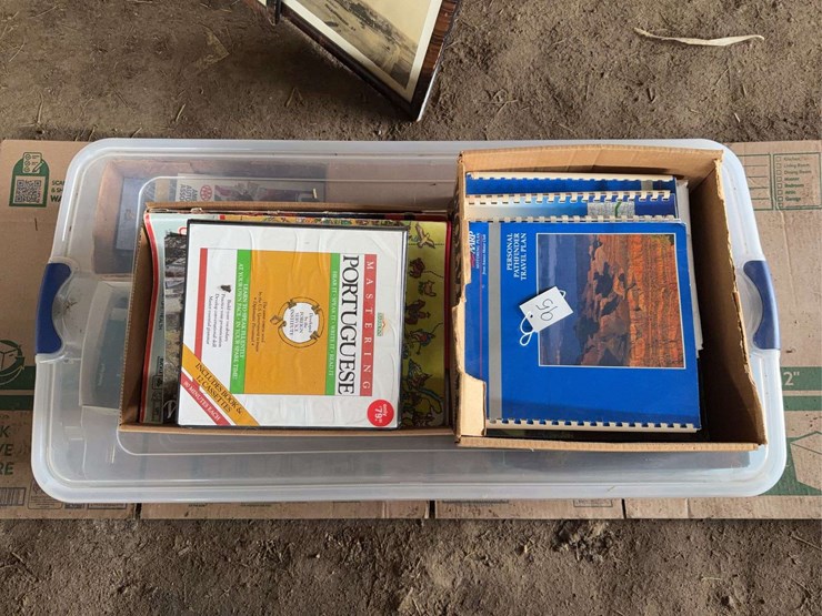 collection-of-road-atlases,-travel-maps,-and-language-learning-course-image-1