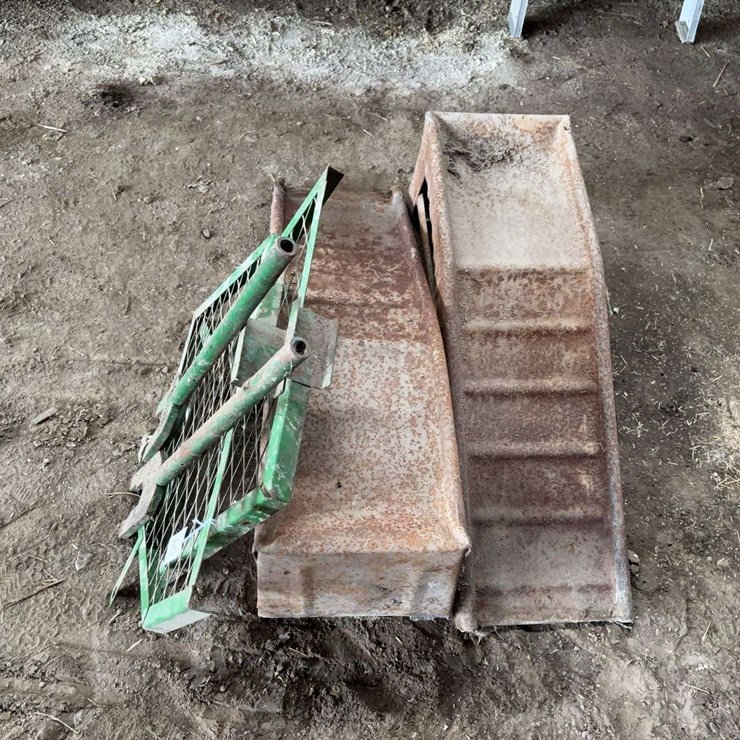 Assorted Metal Farm Equipment Components and Ramps