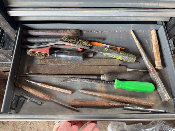 craftsman-rolling-tool-chest-with-assorted-hand-tools-and-metal-filing-cabinet-image-7