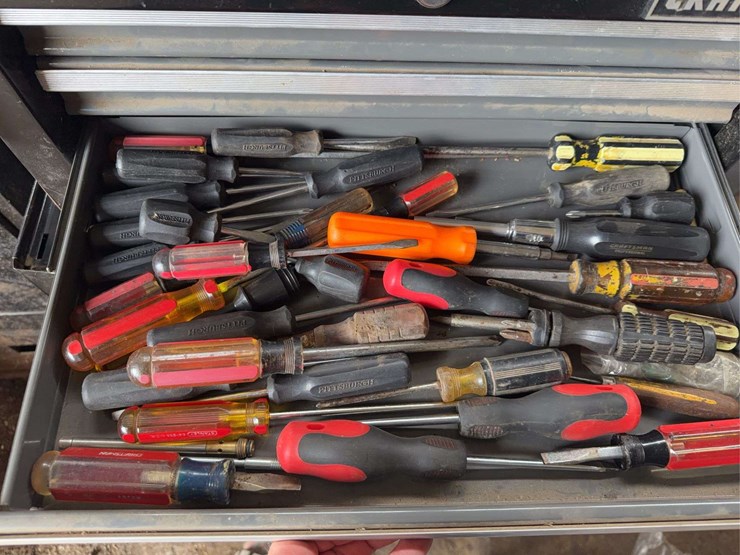 craftsman-rolling-tool-chest-with-assorted-hand-tools-and-metal-filing-cabinet-image-6