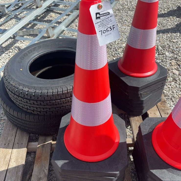 Traffic Safety Cones with Reflective Bands and Weighted Bases