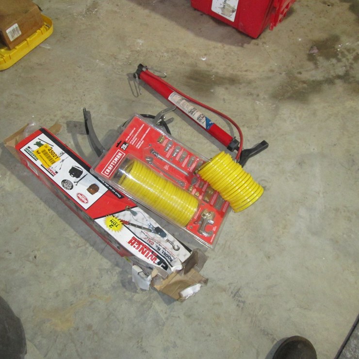 #45021 • Lot of Come-a-Long, Air Hose, Bike Pump, Etc INV#45021