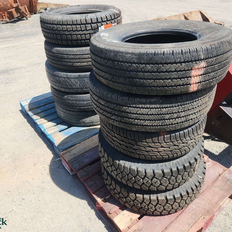 Lot of 10 Assorted Tires, 6 on Rims