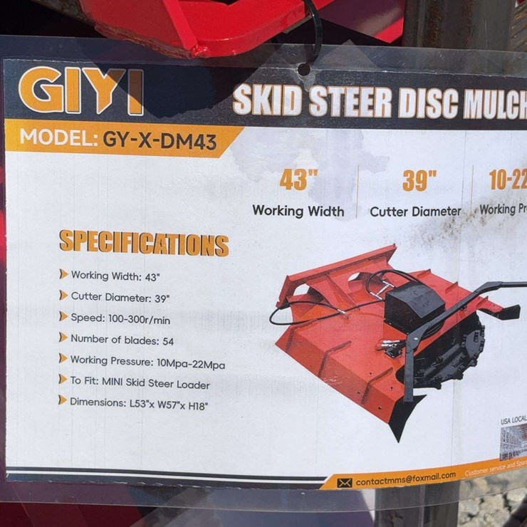 GIYI GY-X-DM43 Skid Steer Disc Mulcher