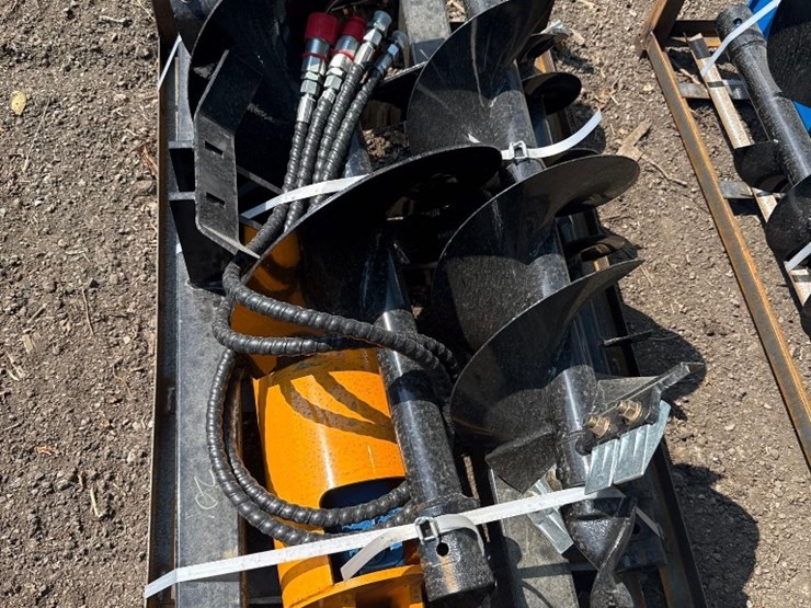 new-giyi-co-hydraulic-skidloader-auger-set-w/-8,12,16in-bits-image-2