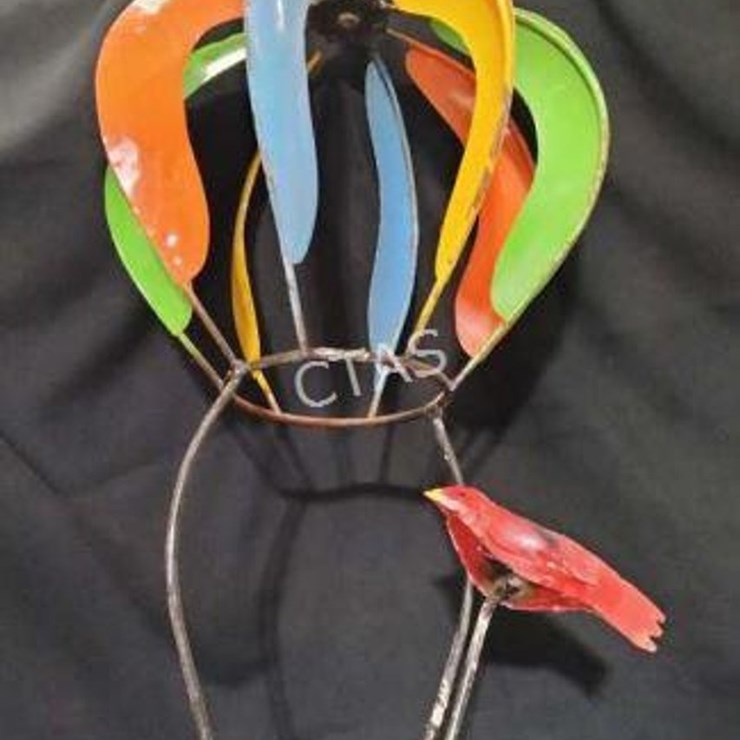 #29 • Metal Art - Hanging Hot Air Balloon w/ Cardinal