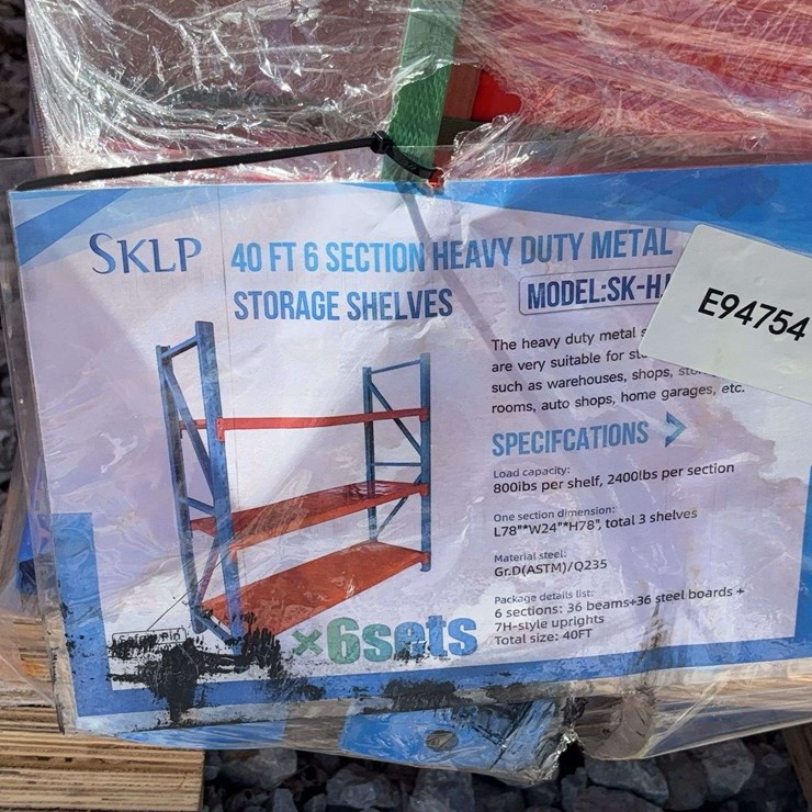 SKLP Model SK-H 40 Ft 6-Section Heavy Duty Metal Storage Shelving System