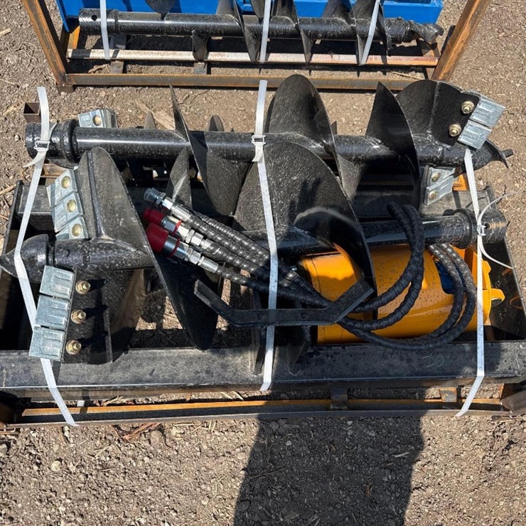 New GiYi Co Hydraulic Skidloader Auger Set w/ 8,12,16in Bits
