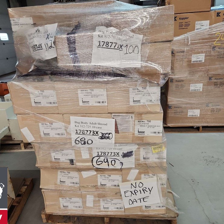 Skid of boxes 1, skid of body shrouds, large & small
