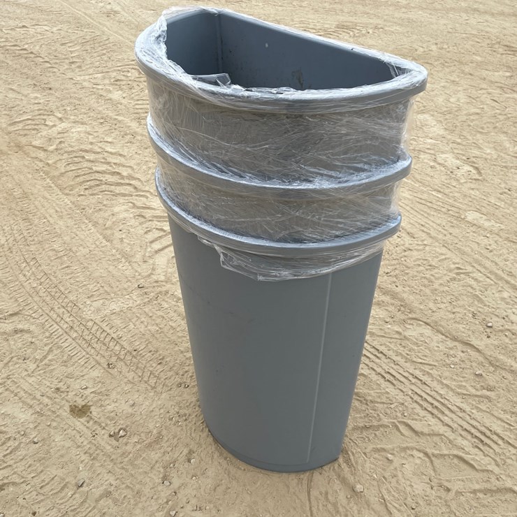 #3410 • (3) Flush Wall Rubbermaid Recycling Bins