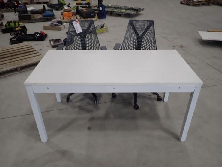 59-in.-ofiice-desk-&-(2)-desk-chairs-image-1