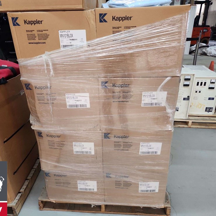 Skid of boxes 1, skid of Boxes - wrap around gowns