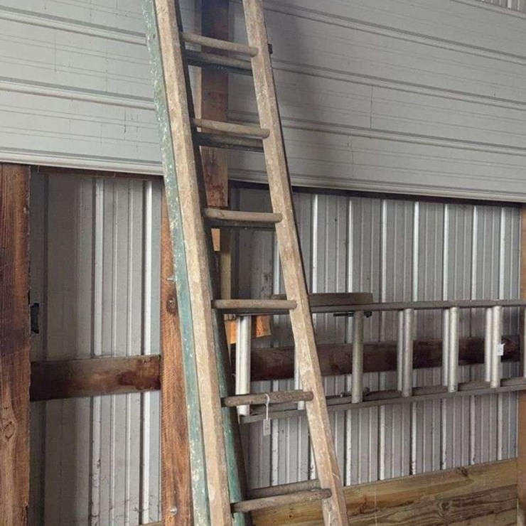 (2) Wooden Extension Ladders