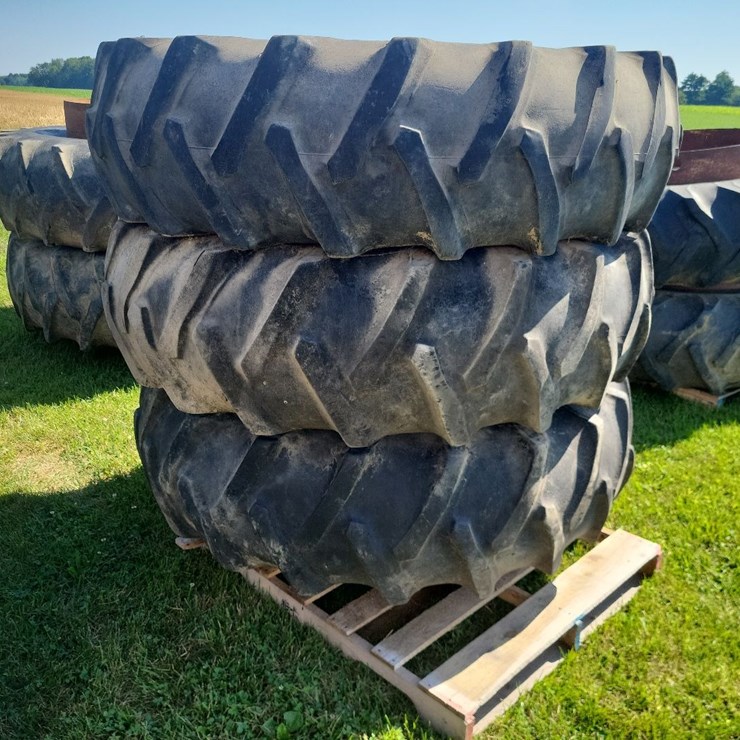 (1) Pair of 18.4-34 T Rail Duals and (1) 18.4-34 Tire