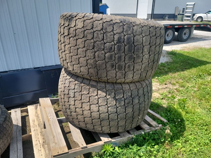 (1)-pair-of-22.5ll-x-16.1-turf-tires-w/8-bolt-rims-image-1