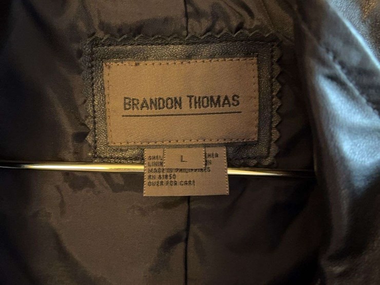 brandon-thomas-ladies-black-leather-jacket-size-l-image-2