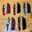 qty-(5)-handmade-hunting-&-utility-knives-w/-leather-sheaths-assorted-fixed-blade-set-image-1