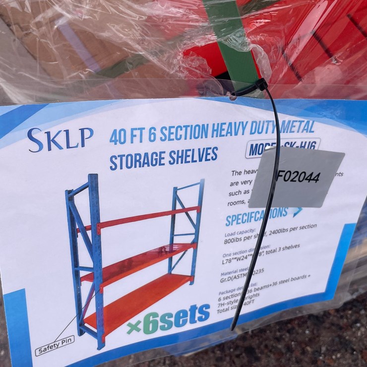 #1331 • 40' 6 Section Heavy Duty Metal Storage Shelf, 2026, Unused