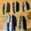 qty-(5)-handmade-hunting-&-utility-knives-w/-leather-sheaths-assorted-fixed-blade-set-image-1